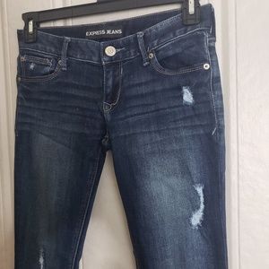 Express Stretch Dark Wash Distressed Denim 2R